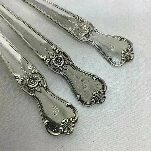 Old Company Plate Silverware Flatware 25 pc Set Dinner Knives Fork Spoon Vintage - Picture 2 of 3